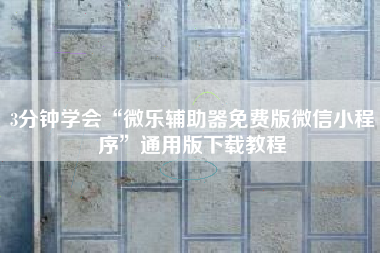 3分钟学会“微乐辅助器免费版微信小程序	”通用版下载教程