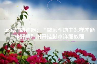 玩家辅助神器：“微乐斗地主怎样才能来好牌”附开挂脚本详细教程