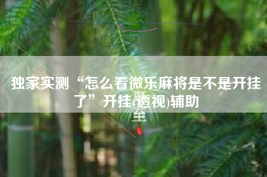 独家实测“怎么看微乐麻将是不是开挂了”开挂(透视)辅助
