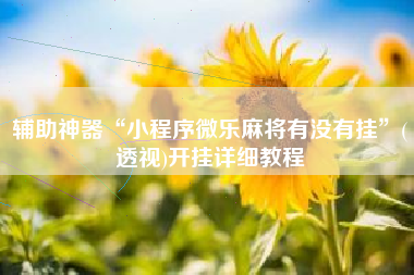 辅助神器“小程序微乐麻将有没有挂”(透视)开挂详细教程