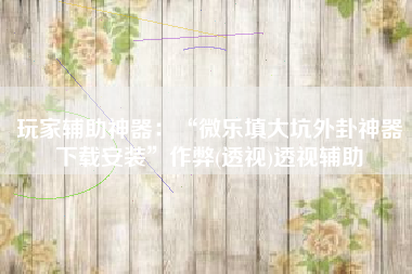 玩家辅助神器：“微乐填大坑外卦神器下载安装”作弊(透视)透视辅助