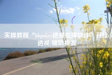 实操教程“hhpoker透视底牌软件	”开挂(透视)辅助神器
