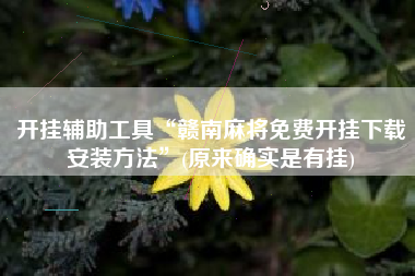 开挂辅助工具“赣南麻将免费开挂下载安装方法”(原来确实是有挂)