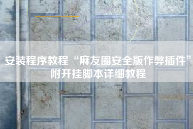 安装程序教程“麻友圈安全版作弊插件”附开挂脚本详细教程