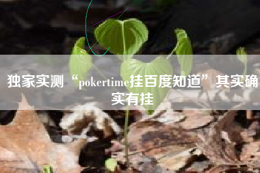 独家实测“pokertime挂百度知道”其实确实有挂