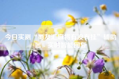 今日实测“蜀友汇麻将有没有挂	”辅助器 - 实时智能回复