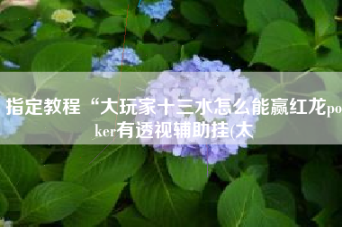 指定教程“大玩家十三水怎么能赢红龙poker有透视辅助挂(太