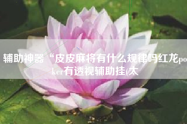 辅助神器“皮皮麻将有什么规律吗红龙poker有透视辅助挂(太