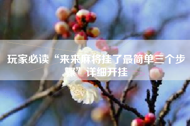 玩家必读“来来麻将挂了最简单三个步骤”详细开挂