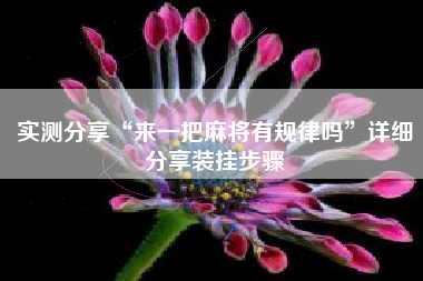 实测分享“来一把麻将有规律吗”详细分享装挂步骤