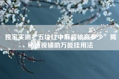 独家实测“五块红中麻将输赢多少”揭秘透视辅助万能挂用法