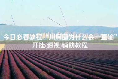 今日必看教程“川麻圈为什么会一直输”开挂(透视)辅助教程
