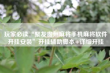 玩家必读“聚友贵州麻将手机麻将软件开挂安装	”开挂辅助脚本+详细开挂