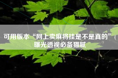 可用版本“网上卖麻将挂是不是真的	”(曝光透视必备猫腻