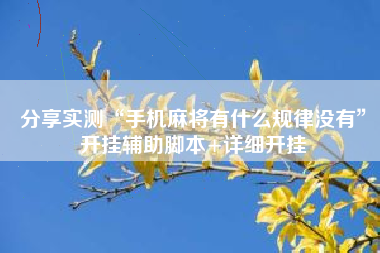 分享实测“手机麻将有什么规律没有	”开挂辅助脚本+详细开挂
