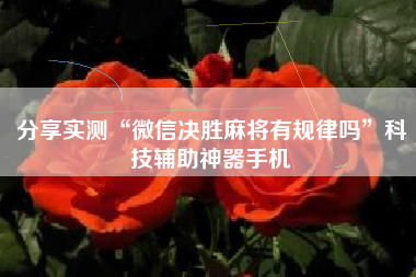 分享实测“微信决胜麻将有规律吗”科技辅助神器手机