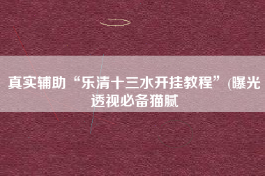 真实辅助“乐清十三水开挂教程”(曝光透视必备猫腻