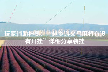 玩家辅助神器：“越乡游义乌麻将有没有开挂	”详细分享装挂