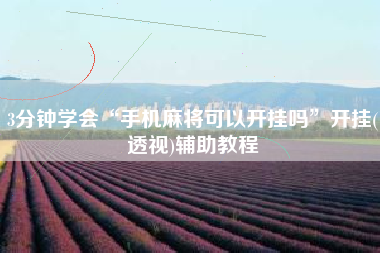 3分钟学会“手机麻将可以开挂吗	”开挂(透视)辅助教程