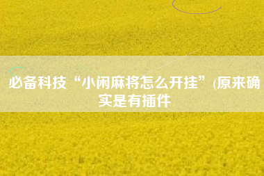 必备科技“小闲麻将怎么开挂	”(原来确实是有插件