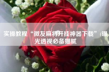 实操教程“微友麻将开挂神器下载”(曝光透视必备猫腻