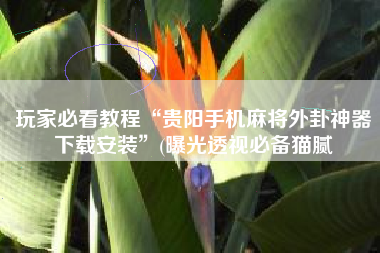 玩家必看教程“贵阳手机麻将外卦神器下载安装”(曝光透视必备猫腻