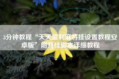 3分钟教程“天天监利麻将挂设置教程安卓版”附开挂脚本详细教程