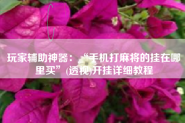 玩家辅助神器：“手机打麻将的挂在哪里买”(透视)开挂详细教程