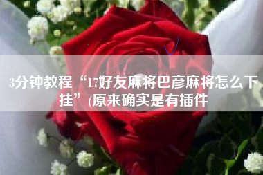 3分钟教程“17好友麻将巴彦麻将怎么下挂”(原来确实是有插件