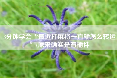 3分钟学会“最近打麻将一直输怎么转运”(原来确实是有插件