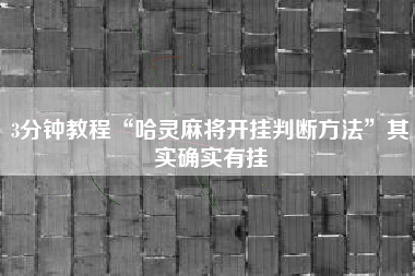 3分钟教程“哈灵麻将开挂判断方法”其实确实有挂 3分钟教程“哈灵麻将开挂判断方法”其实确实有挂